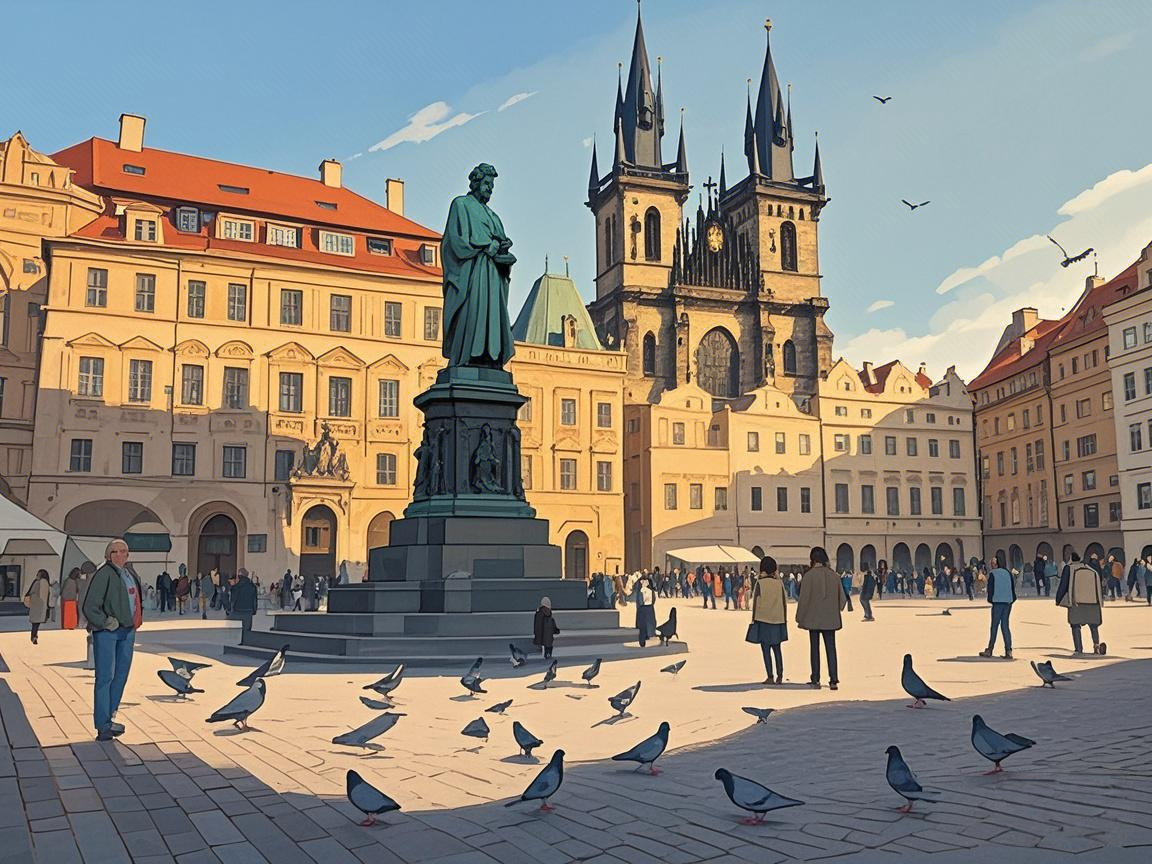 Ghibli-style version of Prague Old Town Square